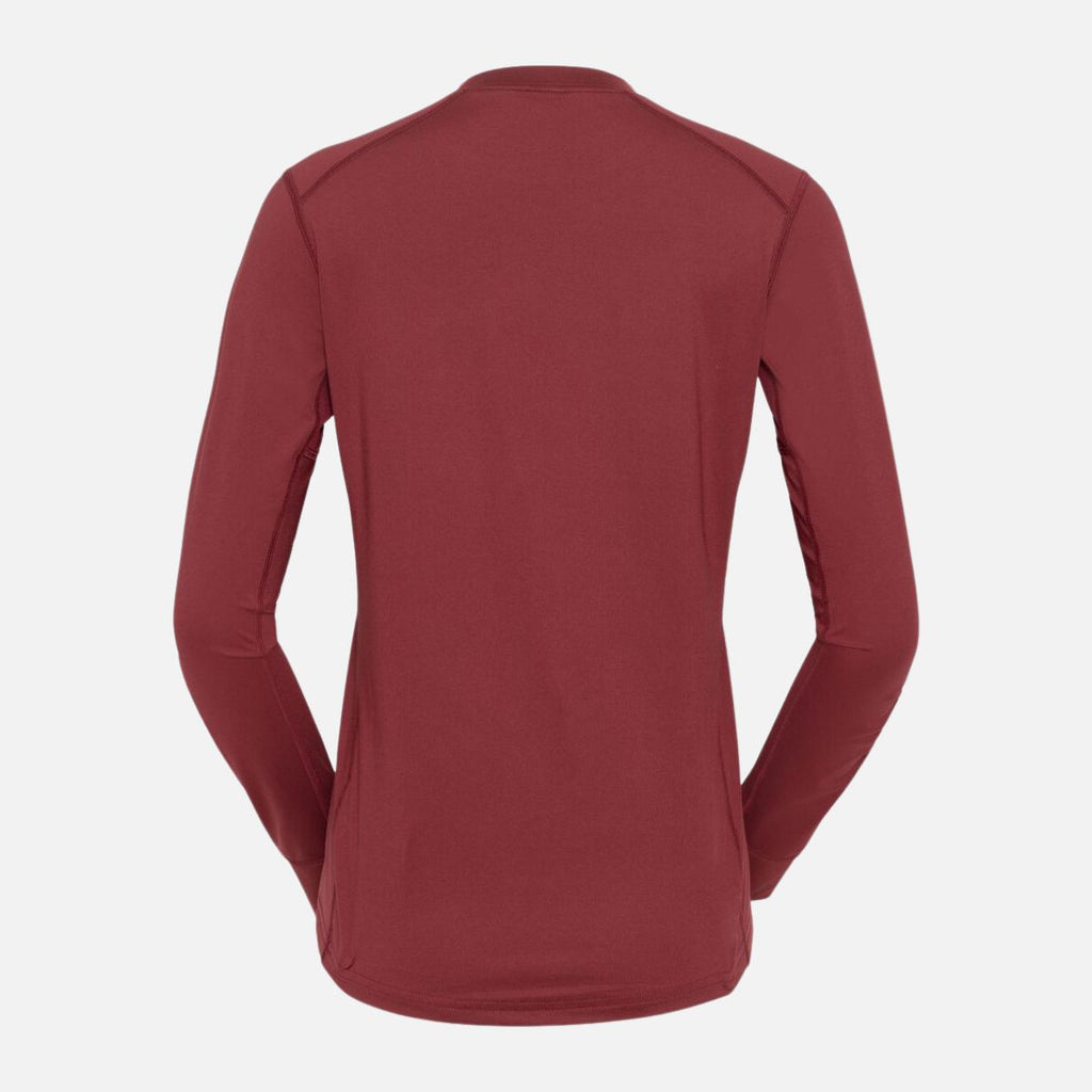 Dark red long-sleeve shirt on a light gray background