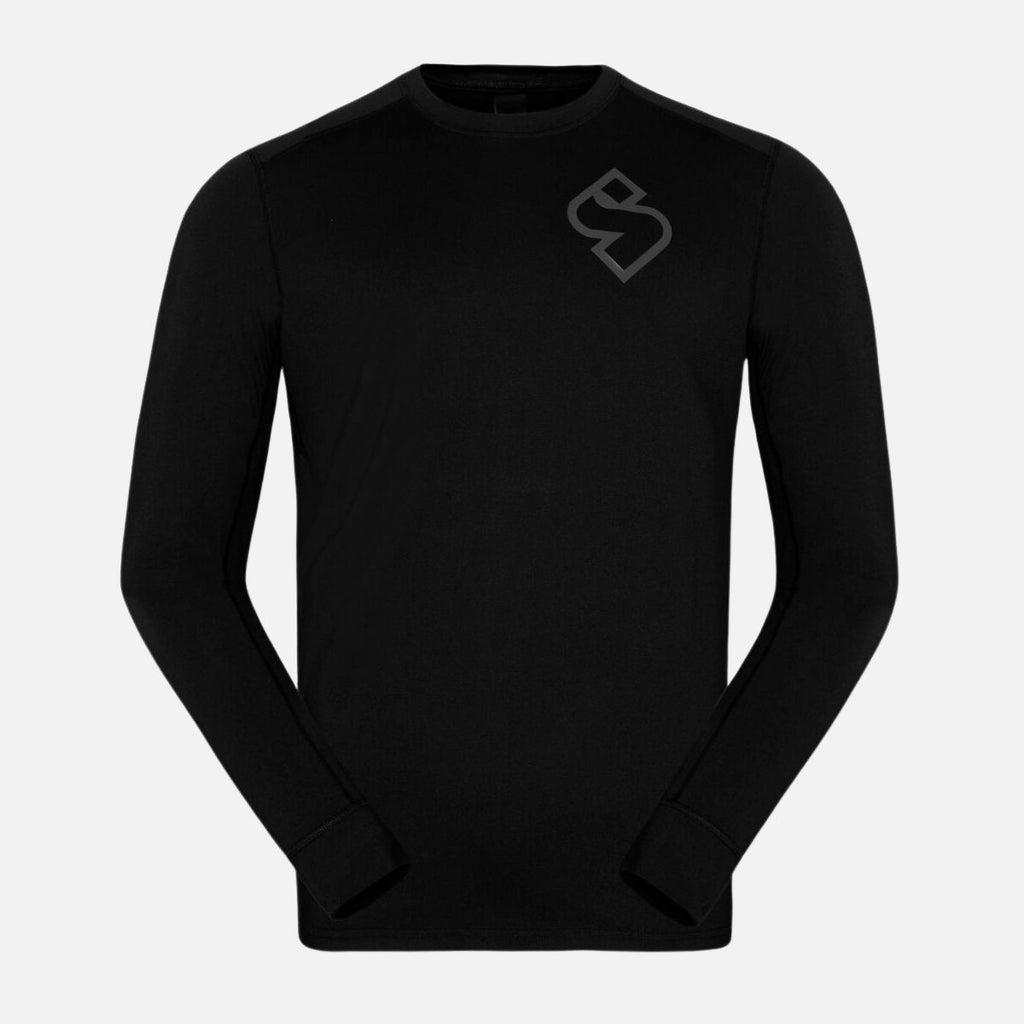 Black long-sleeve shirt with a sweet protection logo on a white background