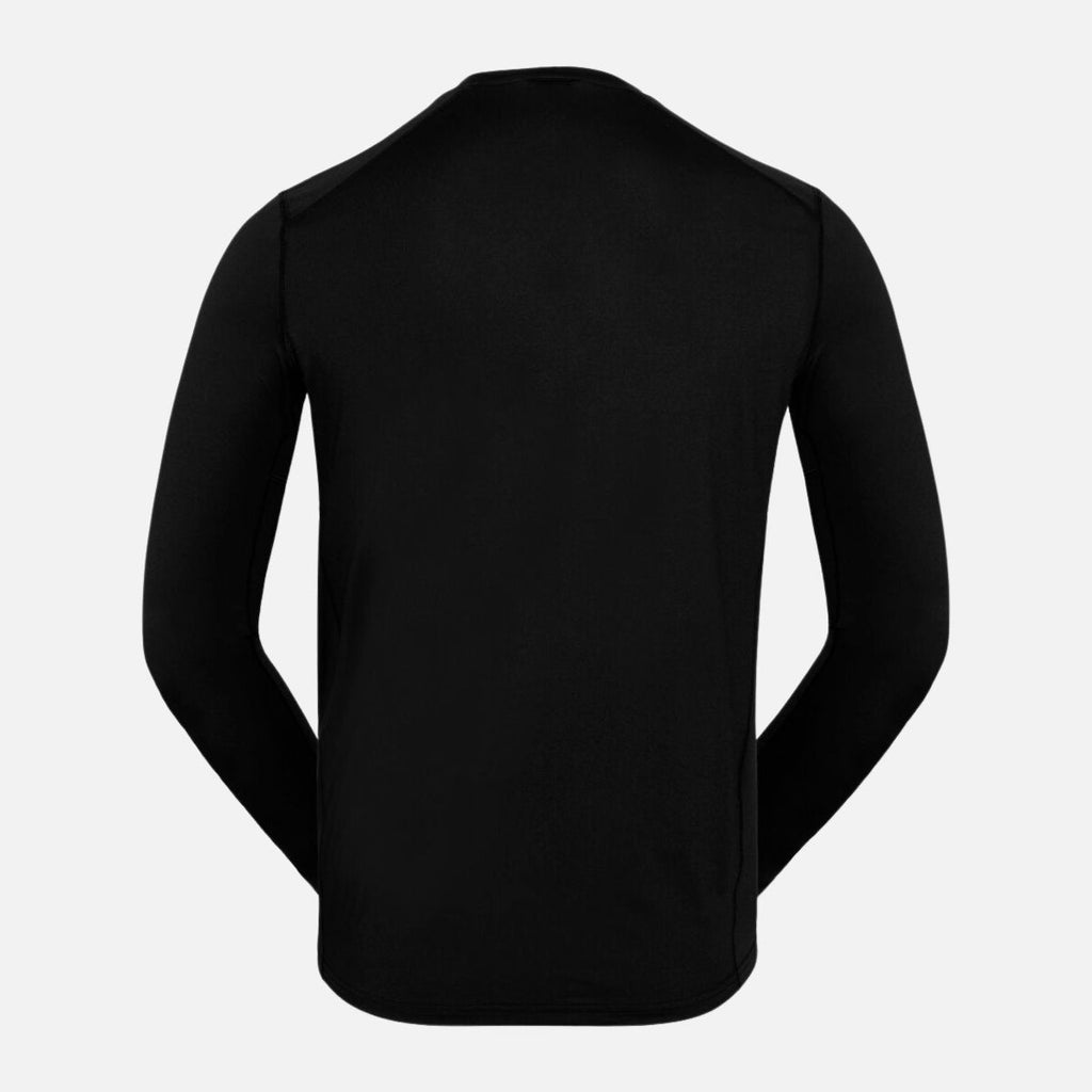 Black long-sleeve shirt on a light gray background